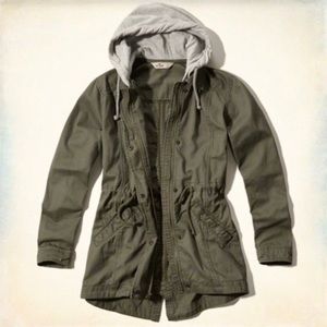 Hollister Army Green Utility Jacket Parka size S